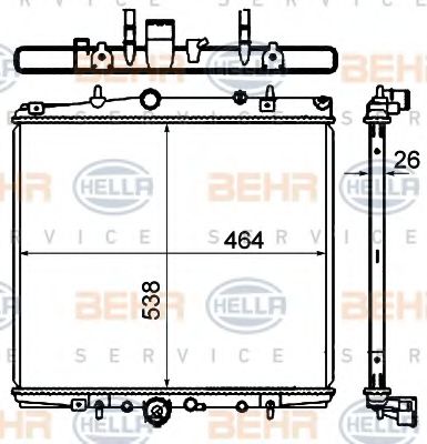 Радиатор, охлаждение двигателя BEHR HELLA SERVICE 8MK 376 735-311
