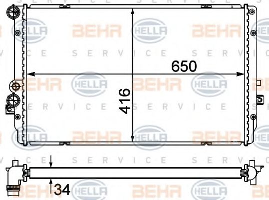 Радиатор, охлаждение двигателя BEHR HELLA SERVICE 8MK 376 735-361