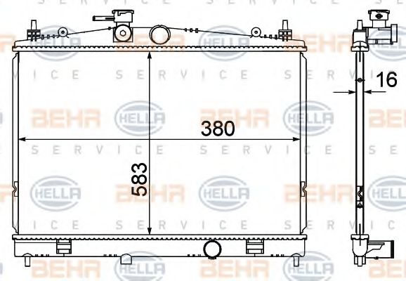 Радиатор, охлаждение двигателя BEHR HELLA SERVICE 8MK 376 735-381
