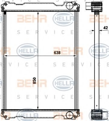 Радиатор, охлаждение двигателя BEHR HELLA SERVICE H1206