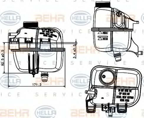 Компенсационный бак, охлаждающая жидкость BEHR HELLA SERVICE 8MA 376 737-221