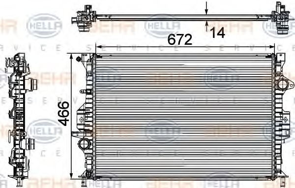 Радиатор, охлаждение двигателя BEHR HELLA SERVICE 8MK 376 745-591