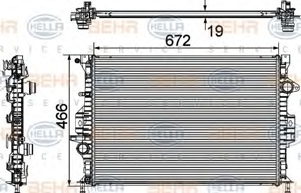 Радиатор, охлаждение двигателя BEHR HELLA SERVICE 8MK 376 745-601