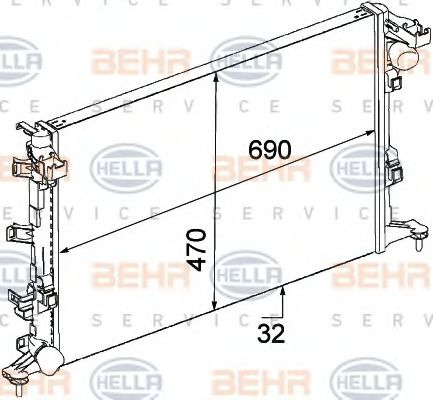 Радиатор, охлаждение двигателя BEHR HELLA SERVICE 8MK 376 745-711