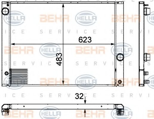 Радиатор, охлаждение двигателя BEHR HELLA SERVICE 8MK 376 745-761