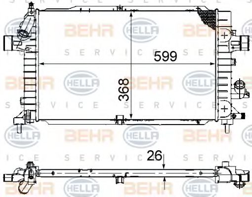 Радиатор, охлаждение двигателя BEHR HELLA SERVICE 8MK 376 745-791