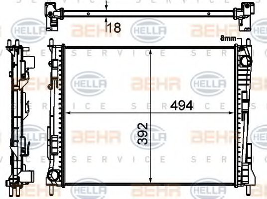 Радиатор, охлаждение двигателя BEHR HELLA SERVICE 8MK 376 746-751