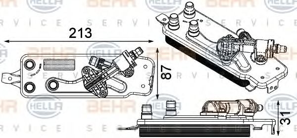 Масляный радиатор, автоматическая коробка передач BEHR HELLA SERVICE 8MO 376 749-001