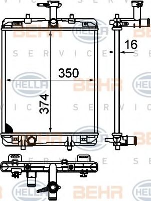 Радиатор, охлаждение двигателя BEHR HELLA SERVICE 8MK 376 749-651