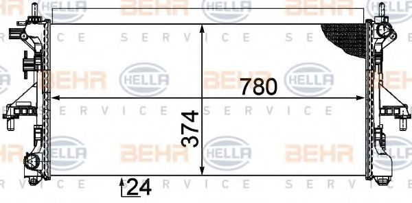 Радиатор, охлаждение двигателя BEHR HELLA SERVICE 8MK 376 753-611