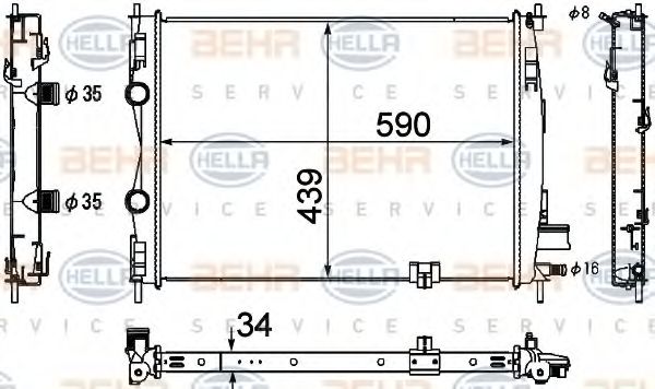 Радиатор, охлаждение двигателя BEHR HELLA SERVICE 8MK 376 753-691
