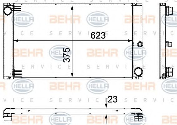 Радиатор, охлаждение двигателя BEHR HELLA SERVICE 8MK 376 754-101