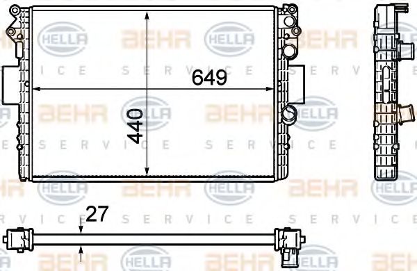 Радиатор, охлаждение двигателя BEHR HELLA SERVICE 8MK 376 754-401