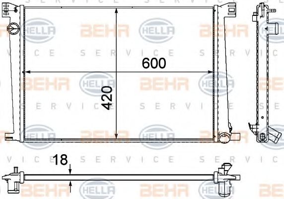 Радиатор, охлаждение двигателя BEHR HELLA SERVICE 8MK 376 754-591