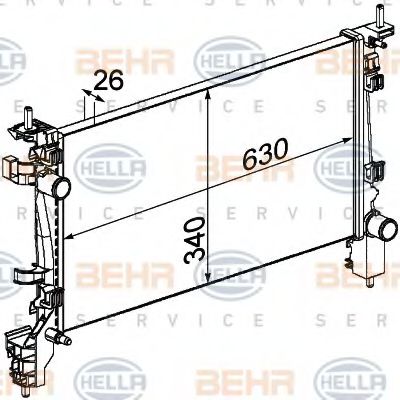 Радиатор, охлаждение двигателя BEHR HELLA SERVICE 8MK 376 754-711