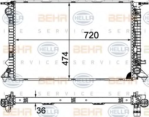 Радиатор, охлаждение двигателя BEHR HELLA SERVICE 8MK 376 754-751