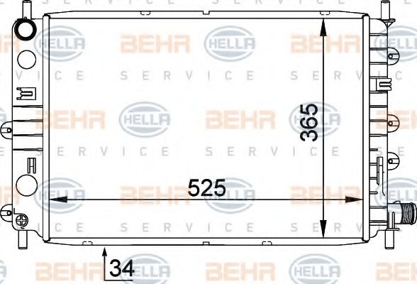 Радиатор, охлаждение двигателя BEHR HELLA SERVICE 8MK 376 755-311