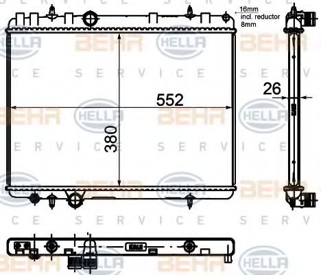 Радиатор, охлаждение двигателя BEHR HELLA SERVICE 8MK 376 755-331