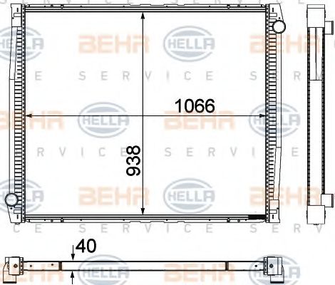Радиатор, охлаждение двигателя BEHR HELLA SERVICE 8MK 376 755-431