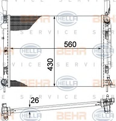 Радиатор, охлаждение двигателя BEHR HELLA SERVICE 8MK 376 755-501