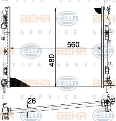 Радиатор, охлаждение двигателя BEHR HELLA SERVICE 8MK 376 755-511