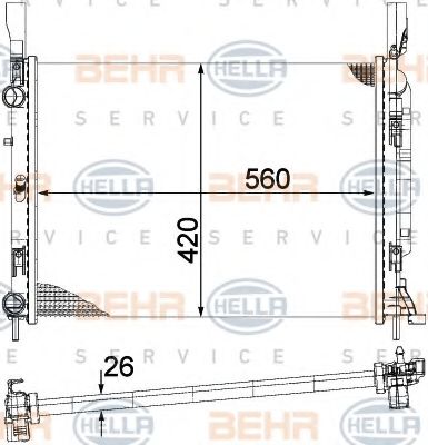 Радиатор, охлаждение двигателя BEHR HELLA SERVICE 8MK 376 755-531