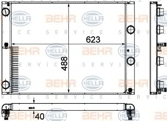 Радиатор, охлаждение двигателя BEHR HELLA SERVICE 8MK 376 755-581