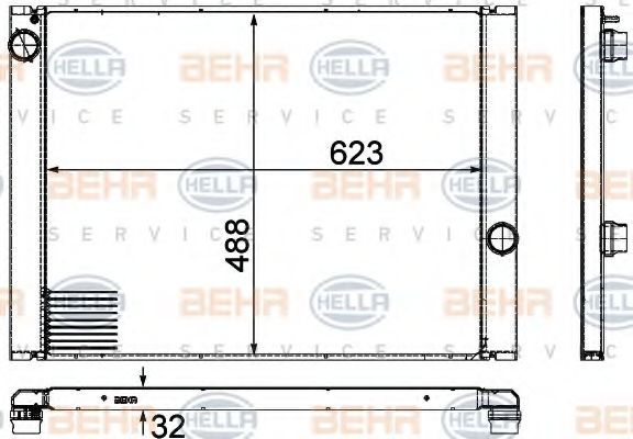 Радиатор, охлаждение двигателя BEHR HELLA SERVICE 8MK 376 755-591