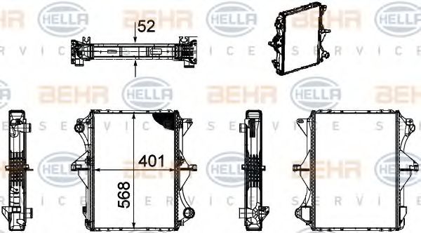 Радиатор, охлаждение двигателя BEHR HELLA SERVICE 8MK 376 756-031