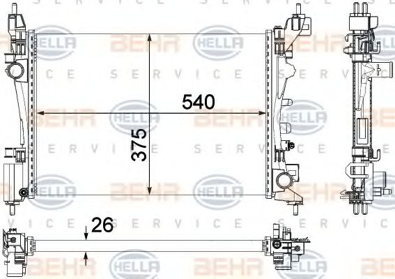 Радиатор, охлаждение двигателя BEHR HELLA SERVICE 8MK 376 756-321