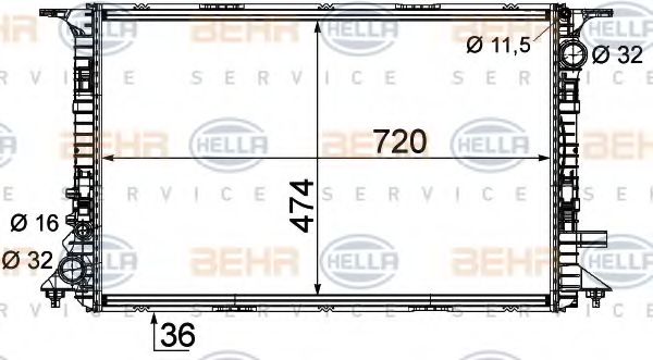 Радиатор, охлаждение двигателя BEHR HELLA SERVICE 8MK 376 756-684