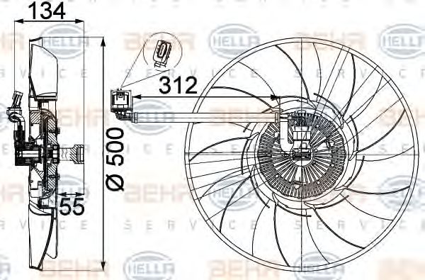 Вентилятор, охлаждение двигателя BEHR HELLA SERVICE 8MV 376 757-301