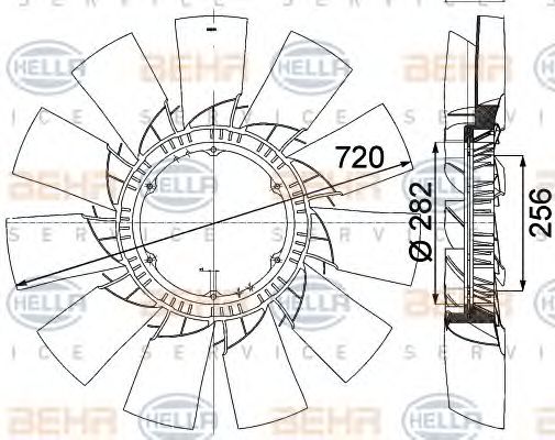 Крыльчатка вентилятора, охлаждение двигателя BEHR HELLA SERVICE 8MV 376 757-491
