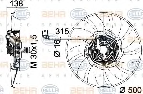 Вентилятор, охлаждение двигателя BEHR HELLA SERVICE 8MV 376 758-241