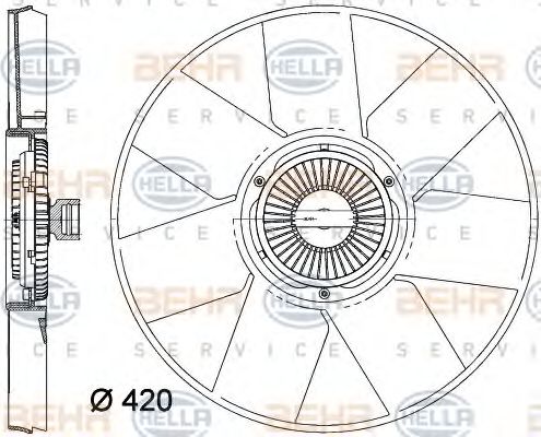 Вентилятор, охлаждение двигателя BEHR HELLA SERVICE 8MV 376 758-261