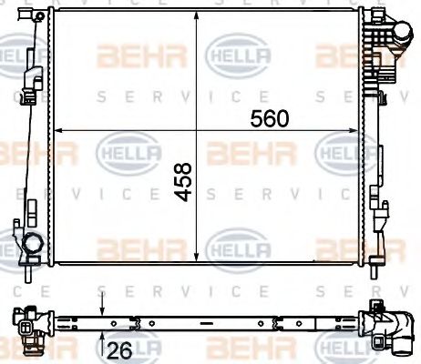 Радиатор, охлаждение двигателя BEHR HELLA SERVICE 8MK 376 759-001