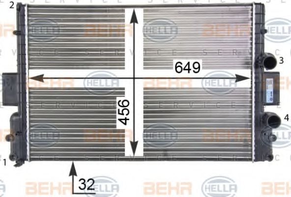 Радиатор, охлаждение двигателя BEHR HELLA SERVICE 8MK 376 760-621