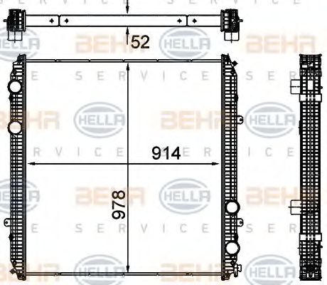 Радиатор, охлаждение двигателя BEHR HELLA SERVICE 8MK 376 761-591