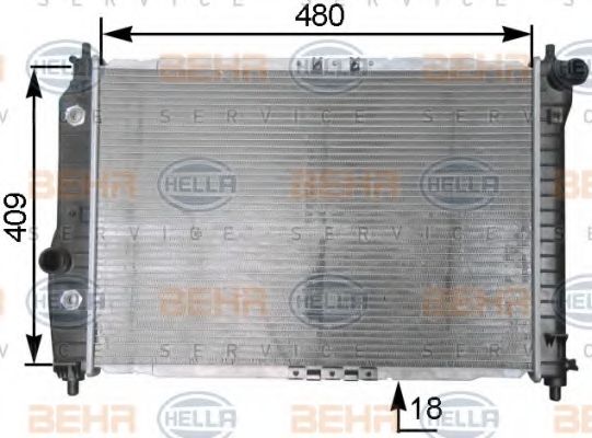 Радиатор, охлаждение двигателя BEHR HELLA SERVICE 8MK 376 762-651