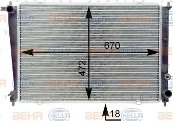 Радиатор, охлаждение двигателя BEHR HELLA SERVICE 8MK 376 763-091