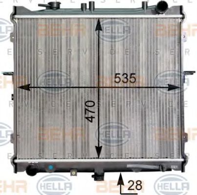 Радиатор, охлаждение двигателя BEHR HELLA SERVICE 8MK 376 763-501