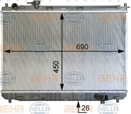Радиатор, охлаждение двигателя BEHR HELLA SERVICE 8MK 376 763-551