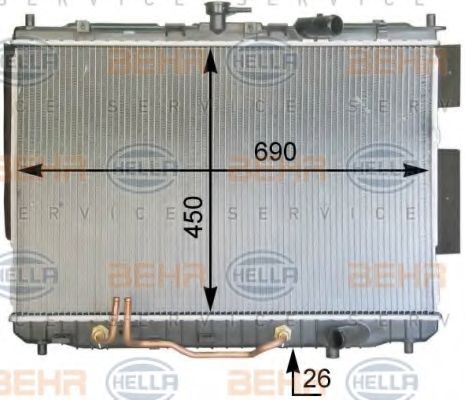 Радиатор, охлаждение двигателя BEHR HELLA SERVICE 8MK 376 763-571