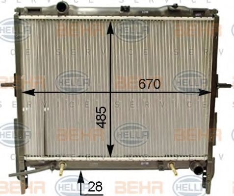 Радиатор, охлаждение двигателя BEHR HELLA SERVICE 8MK 376 763-611