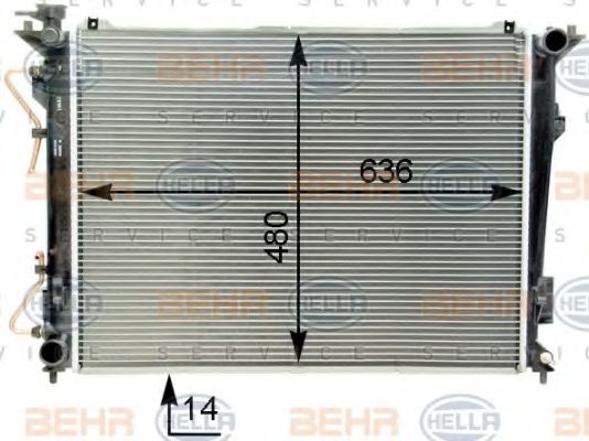 Радиатор, охлаждение двигателя BEHR HELLA SERVICE 8MK 376 763-731