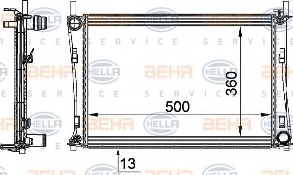 Радиатор, охлаждение двигателя BEHR HELLA SERVICE 8MK 376 764-311