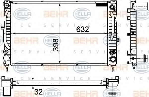 Радиатор, охлаждение двигателя BEHR HELLA SERVICE 8MK 376 766-141