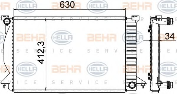 Радиатор, охлаждение двигателя BEHR HELLA SERVICE 8MK 376 766-331
