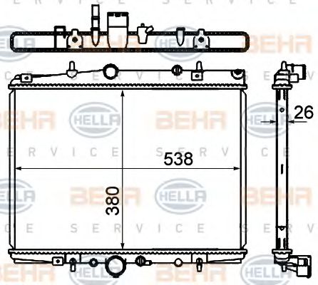 Радиатор, охлаждение двигателя BEHR HELLA SERVICE 8MK 376 767-061