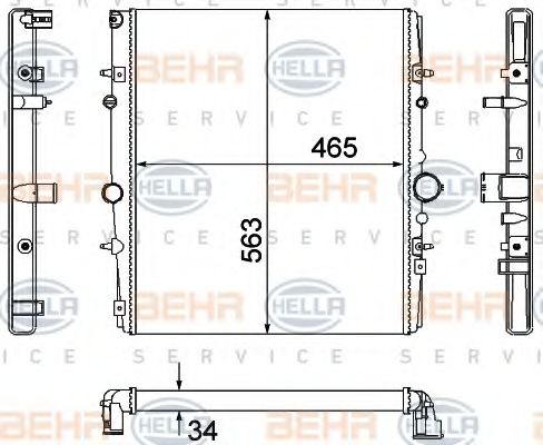 Радиатор, охлаждение двигателя BEHR HELLA SERVICE 8MK 376 767-131